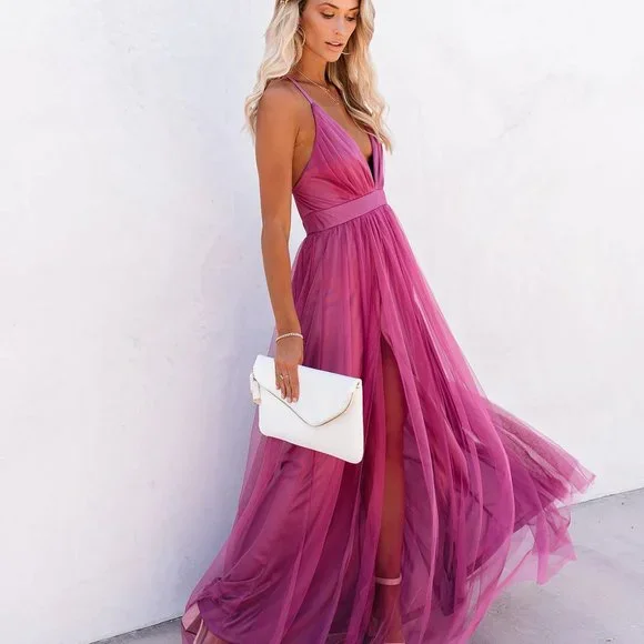 PETAL DUST MAXI DRESS - MAGENTA - Picture 6 of 6
